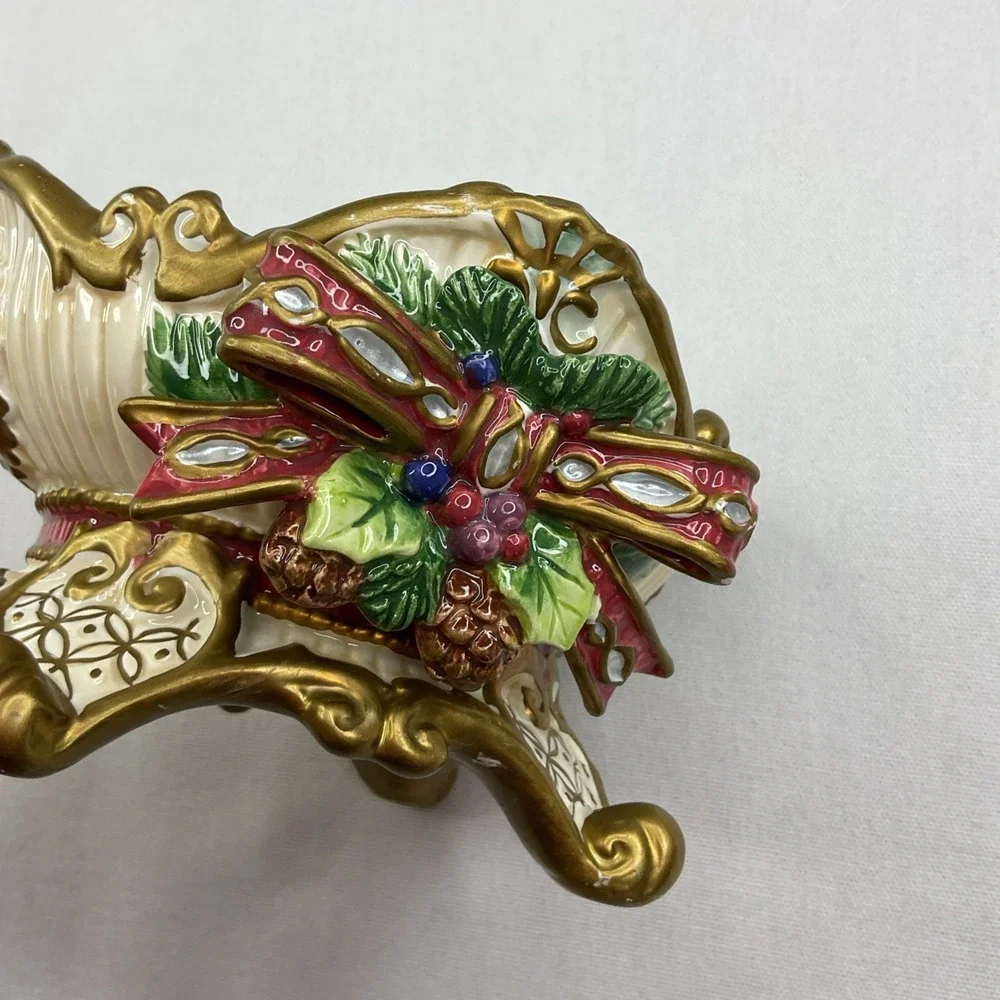 Fitz and Floyd Candleholder Florentine Christmas Pillar Holidays